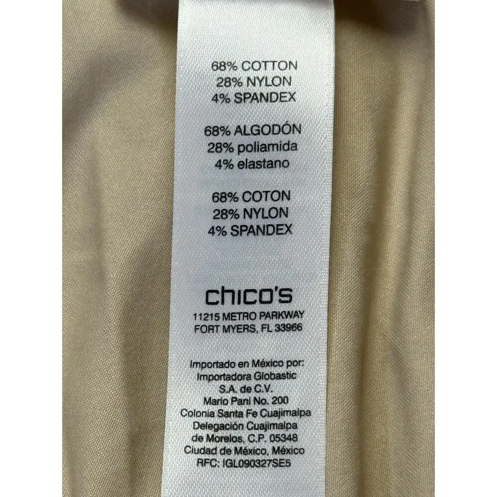 Chico’s Pants Women’s Sz 3 T XL 16 Luxe Twill Utility Basic Crop Khaki Tan NWT - Picture 9 of 15